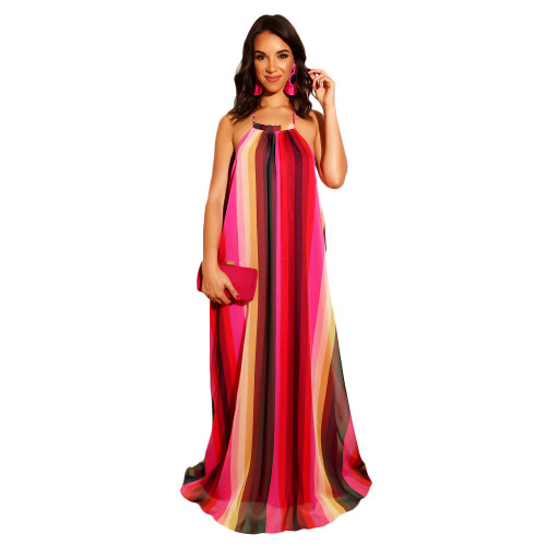 Women's Sexy Sleeveless Digital Printing Long Dress Dresses S350516
