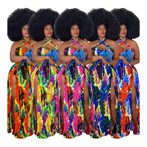 Summer Women Digital Printed Sexy Dress Dresses P507586