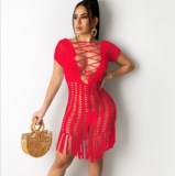 Summer V Neck See Through Beach Bikini Dress Dresses AJ433041