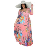 Women Beach Print Short Sleeve Dress Dresses D111223-D111627