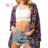Women's Printed Seaside Sunscreen Shirt Shawls LWZ00991010