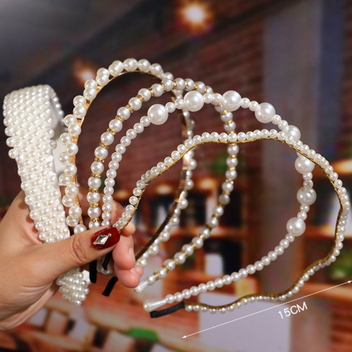 Women Wedding Party Bridal Full Pearl Headband Headbands S18697