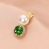 Newest Retro Green One Word Rhinestone Diamond Hairpin Hairpins S3445