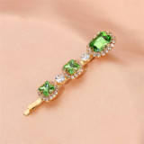 Newest Retro Green One Word Rhinestone Diamond Hairpin Hairpins S3445