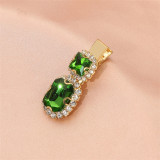 Newest Retro Green One Word Rhinestone Diamond Hairpin Hairpins S3445