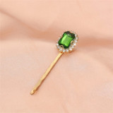 Newest Retro Green One Word Rhinestone Diamond Hairpin Hairpins S3445