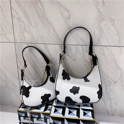 Women's Leather Bag Cow Pattern Gold Chain Handbags 763243