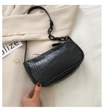 Crocodile Pattern Baguette Chain Shoulder Leather Handbags 380314