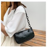 Crocodile Pattern Baguette Chain Shoulder Leather Handbags 380314