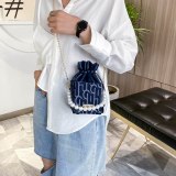 Fashion Women Drawstring Pocket Shoulder Pearl Chain Handbags 778495