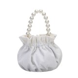 Women Pearl Bucket Bag Portable Handle Messenger Handbags 684253