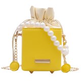 Fashion Square Women PU Leather Pearl Chain Handbags 764253