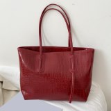 Women Tote PU Leather Large Capacity Solid Color Handbags 205566