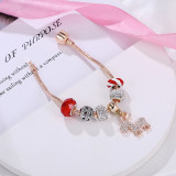 Christmas Animal Bracelet Diamond Pendant Peace Fruit Charm Beaded Bracelets S08394