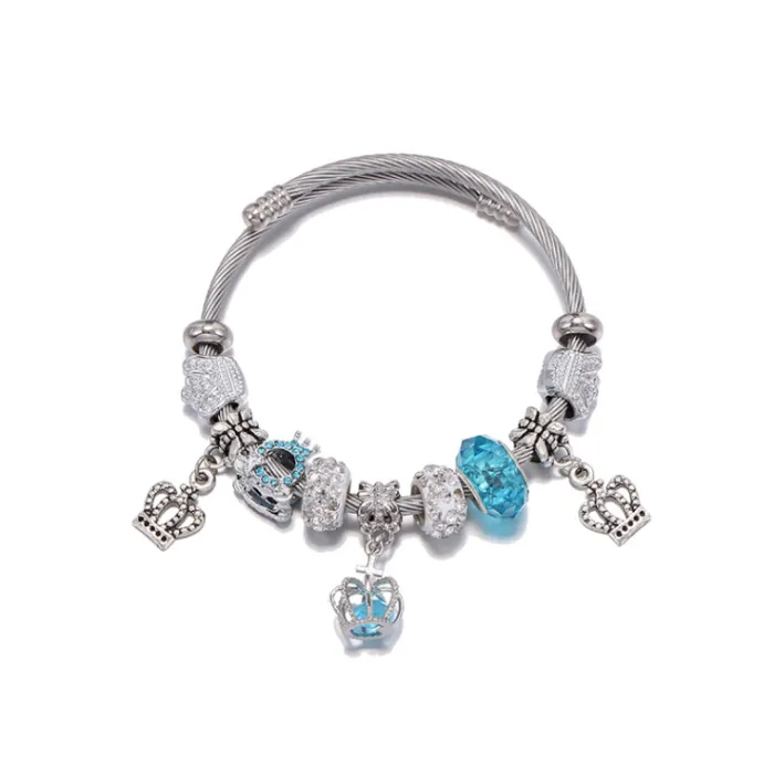 Fashion Stainless Steel Colorful Crown Charm Bracelets S05667