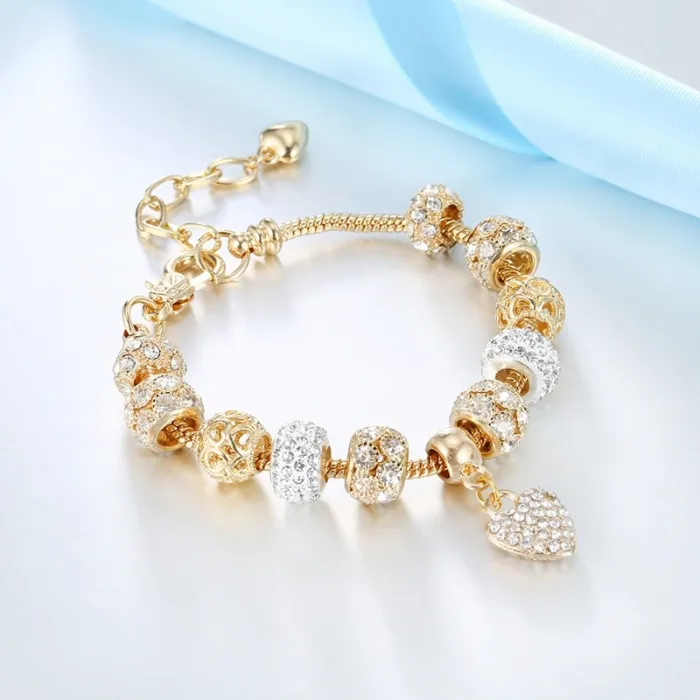 Gold Heart Women Handmade Charm Bracelet Bracelets S07889