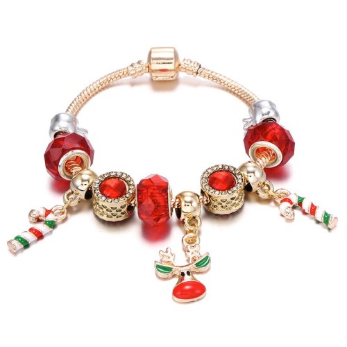 Fashion Christmas Red Candy Reindeer Pendant Bracelet Bracelets SZ00516