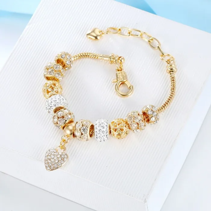 Gold Heart Women Handmade Charm Bracelet Bracelets S07889
