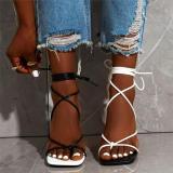 Fashion Sexy Lace Up Women Sandals Square Toe Thin Heels 636-4152