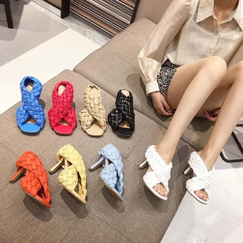 Women Thin High Heels Open Toe Slip On Rome Sandals Slides 99910-12