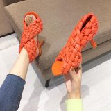 Women Thin High Heels Open Toe Slip On Rome Sandals Slides 99910-12