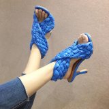 Women Thin High Heels Open Toe Slip On Rome Sandals Slides 99910-12