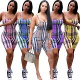 Sexy Plaid Printed Bodysuits Bodysuit Outfit Outfits ALS02435