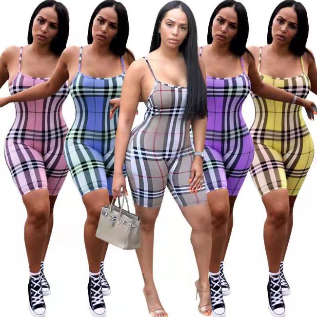 Sexy Plaid Printed Bodysuits Bodysuit Outfit Outfits ALS02435