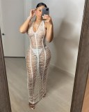 Sexy Women Lace Tight Hollow Up See-Through Party Dress Dresses Z098109