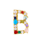 Brass Rainbow Zircon Letter 18K Necklace Necklaces nkp2536