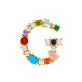 Brass Rainbow Zircon Letter 18K Necklace Necklaces nkp2536