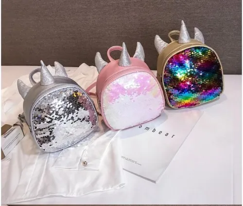 Gold Silver Sequins Unicorn Backpack Fashion Laser PU Leather Bags