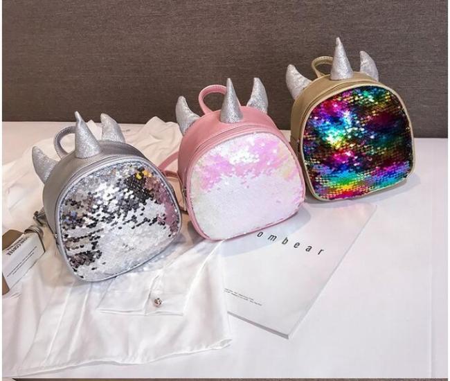 Gold Silver Sequins Unicorn Backpack Fashion Laser PU Leather Bags