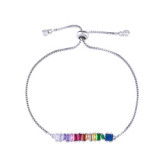 Simple Adjustable Rainbow Women Cubic Chain Link Bracelet Bracelets brb4354