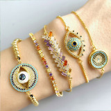 Women Fashion Eye Evil Rainbow Zircon Charm Bracelet Bracelets brb6475