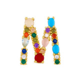 Brass Rainbow Zircon Letter 18K Necklace Necklaces nkp2536