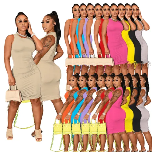 Latest Sleeveless Ladies Sexy Casual Dresses W823041