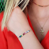 Simple Adjustable Rainbow Women Cubic Chain Link Bracelet Bracelets brb4354