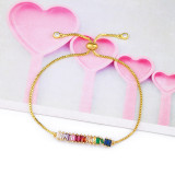 Simple Adjustable Rainbow Women Cubic Chain Link Bracelet Bracelets brb4354