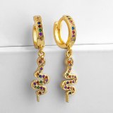 Special Design Gold CZ Snake Dangle Earrings for Women erq3748