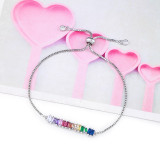 Simple Adjustable Rainbow Women Cubic Chain Link Bracelet Bracelets brb4354