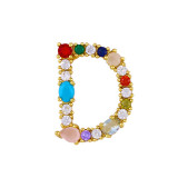 Brass Rainbow Zircon Letter 18K Necklace Necklaces nkp2536