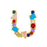 Brass Rainbow Zircon Letter 18K Necklace Necklaces nkp2536