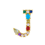 Brass Rainbow Zircon Letter 18K Necklace Necklaces nkp2536