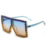 Women Design Rectangle Rhinestone Crystal Sunglasses 5705566