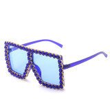 Women Design Rectangle Rhinestone Crystal Sunglasses 5705566