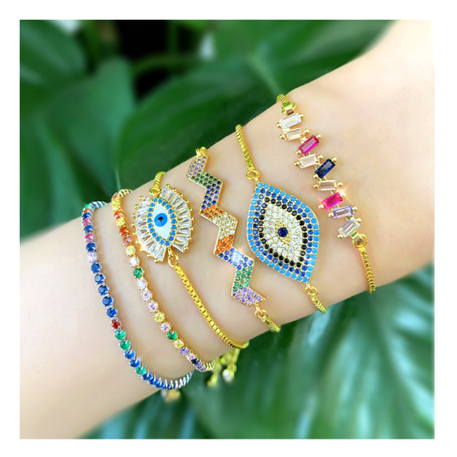 18k Rainbow Zircon Evil Eye Charm Bracelet Bracelets brb5364