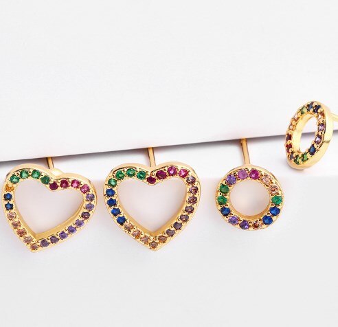 Heart Multicolor Plated Crystal Drop Hoop Earrings erq0213