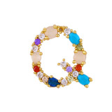 Brass Rainbow Zircon Letter 18K Necklace Necklaces nkp2536