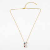 Brass Rainbow Zircon Letter 18K Necklace Necklaces nkp2536